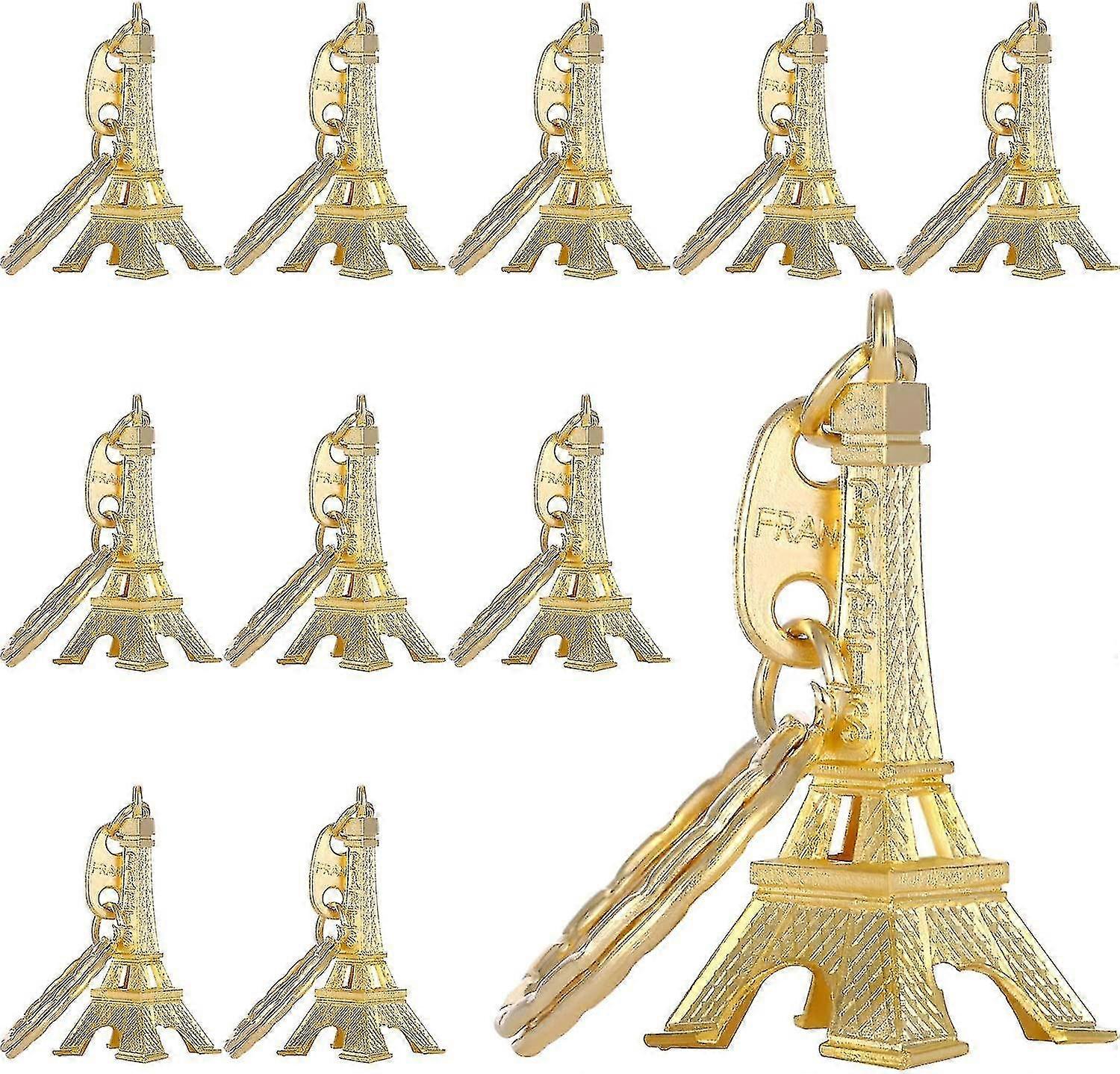 15 Pieces Eiffel Tower Keyring Retro Adornment French Souvenirs Keychains (gold) (yu-b)