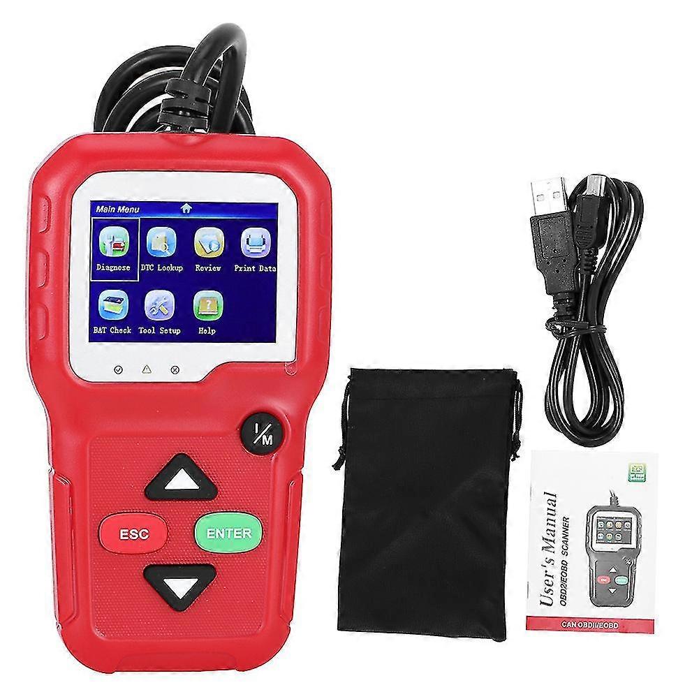 KW680 OBDII Scanner Car Code Reader Tester Car Diagnostic Tool Support for 8 Languages (Red)