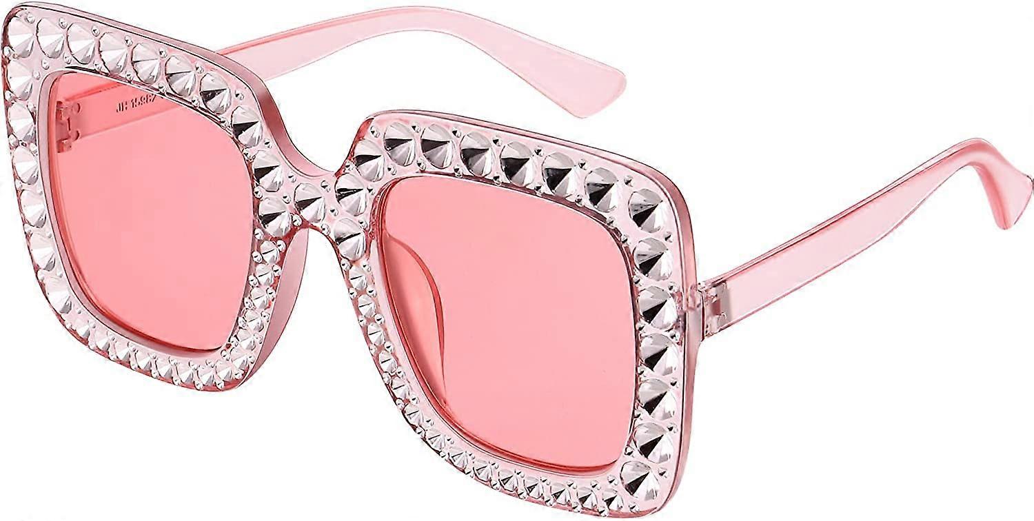 Oversize Square Sparkling Sunglasses Retro Thick Frame Sunglasses
