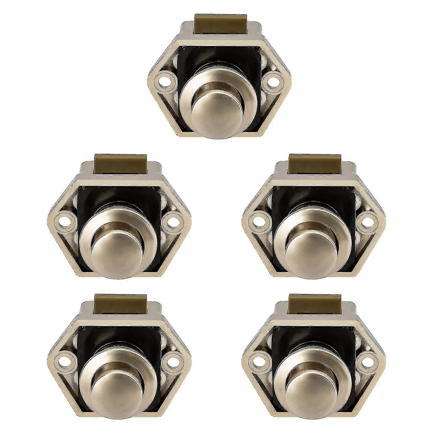10pcs Mini Push Button Drawer Cupboard Door Catch Lock Caravan Motorhome Nickel Boat Lock Knob