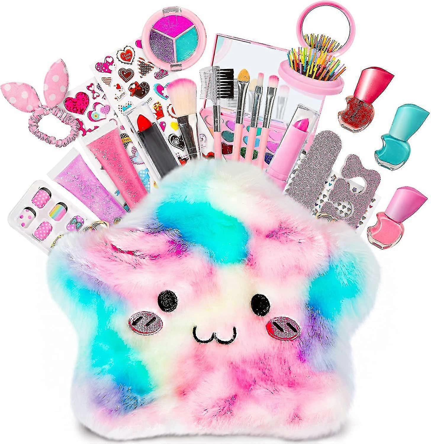 طقم مكياج أطفال للفتيات, طقم مستحضرات تجميل قابل للغسل, ألعاب مكياج حقيقية للأطفال 4 5 6 7 8 9 10 سنوات - MXBC