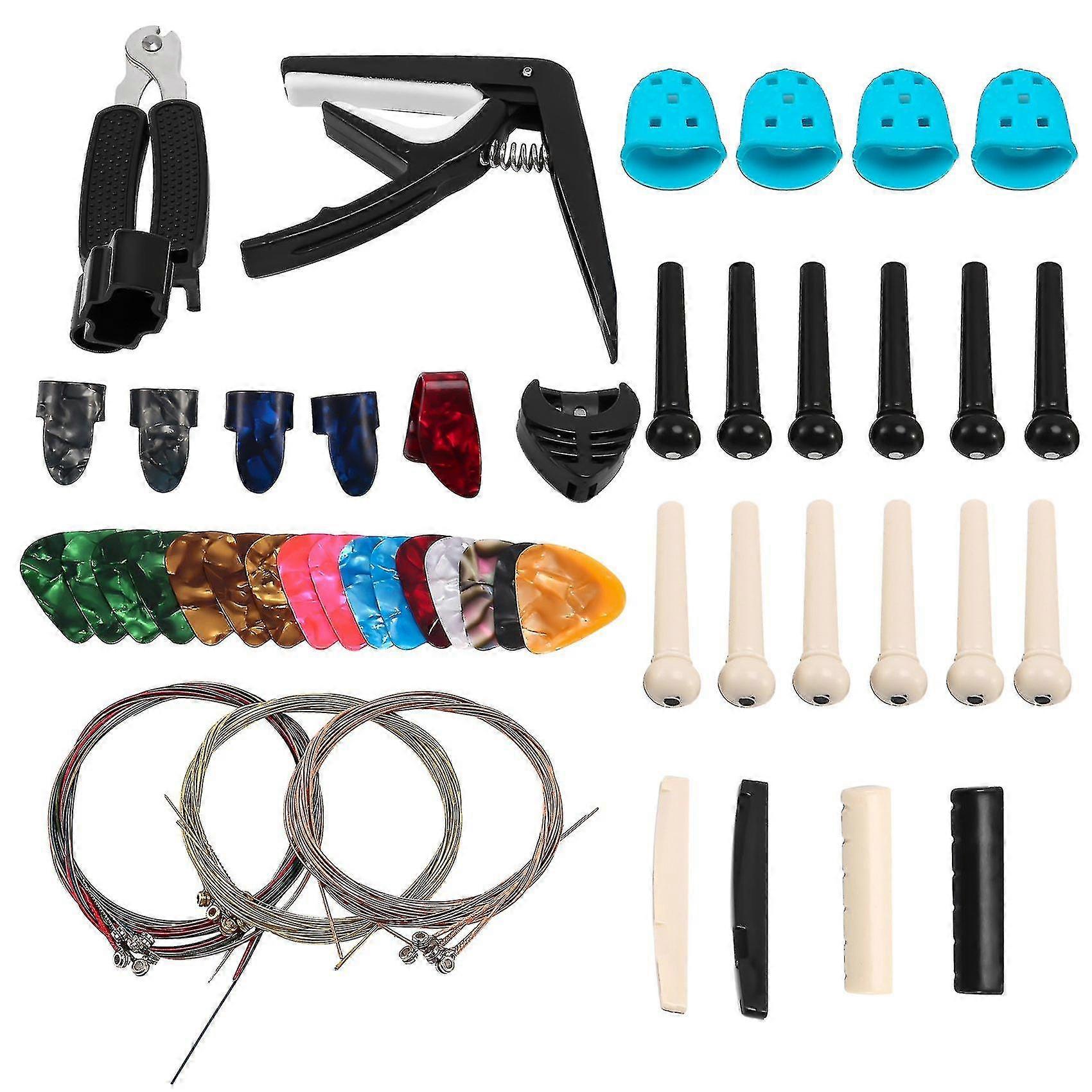 62 Pcs Guitar Accessories Kit Acoustic Guitar Changing Tool For Guitar Players And Guitar Beginners Tw