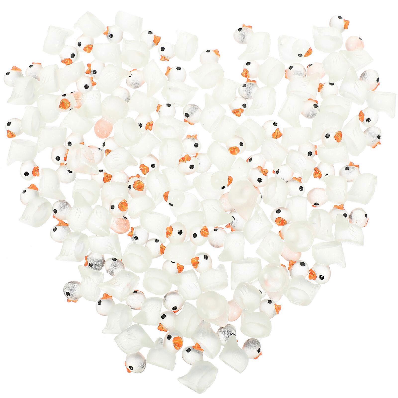 100pcs Mini Duck Figurines Glow In The Mini Resin Duck Figures Miniature Duck Scene Layout Décors