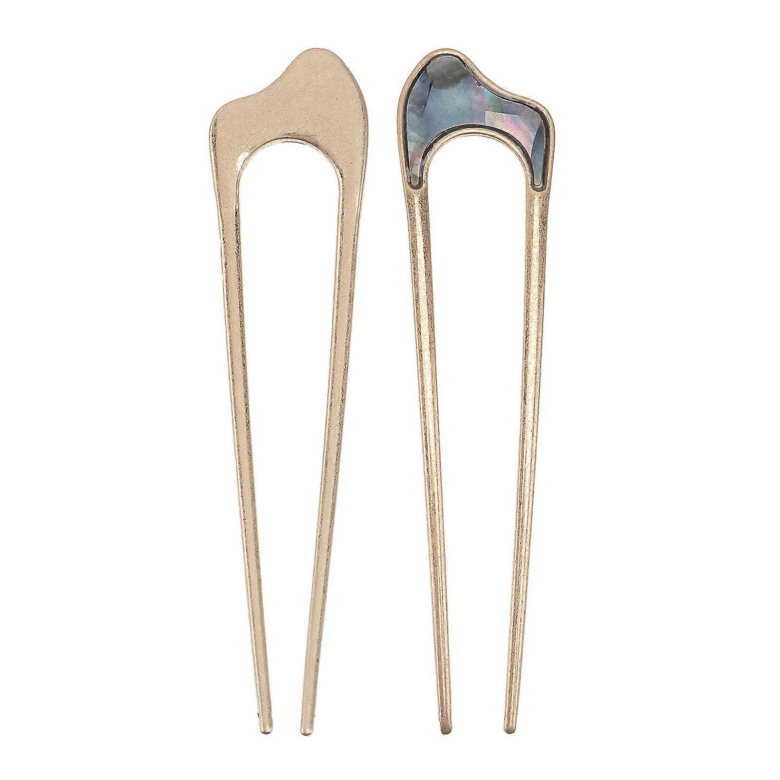 2 יחידות סגסוגת רטרו מקלות שיער אביזרי שיער בצורת U Updo מקלות אכילה לשיער לנשים ליידי