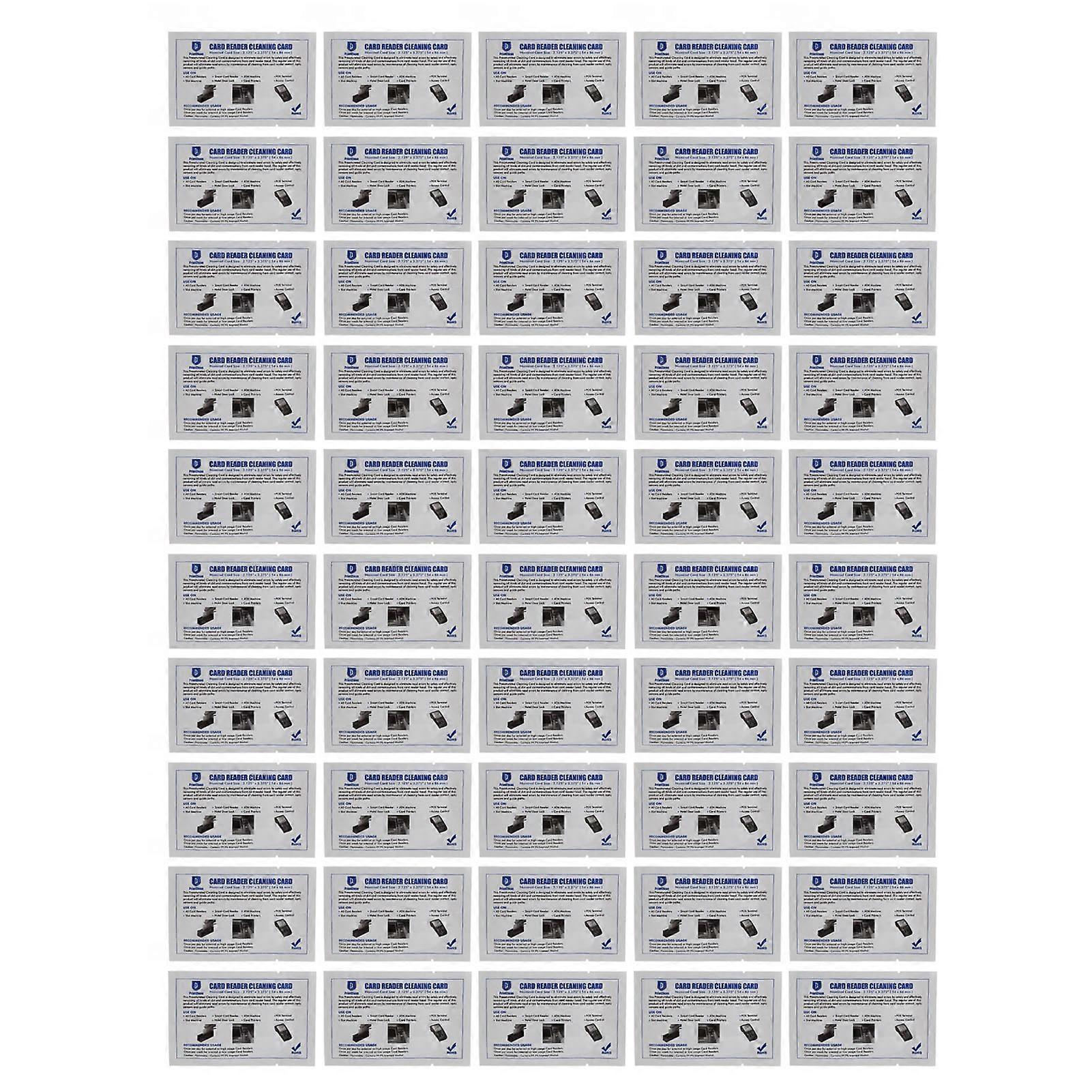 Pack of 50 cleaning cards for credit card readers, payment terminals, ATMs, card printers