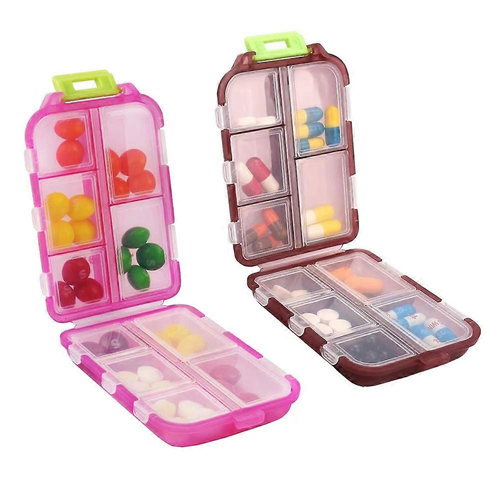 2 Pack Travel Pill Organizer Light Red + Dark Red