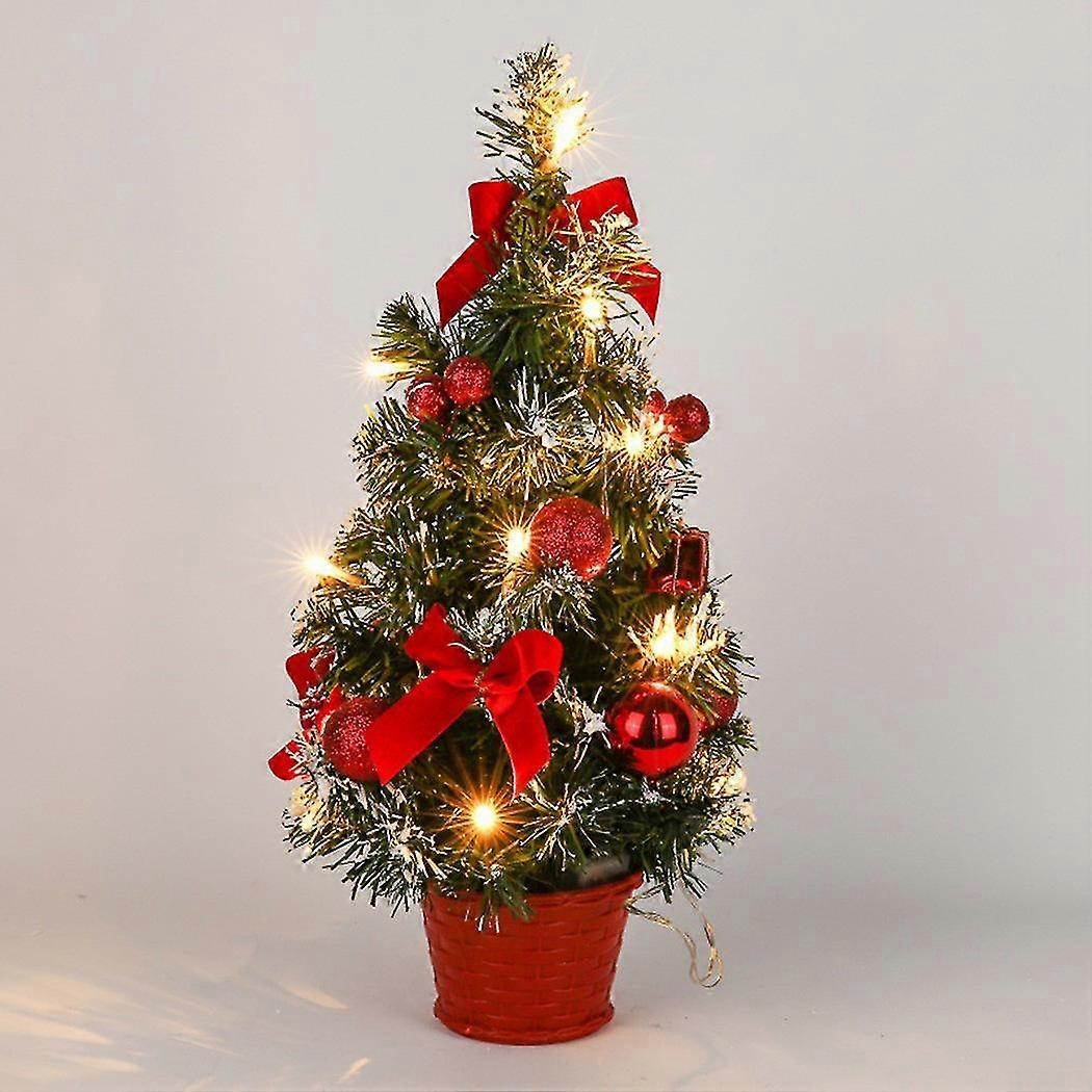 New,suitable Mini Christmas Tree Christmas Desktop Artificial Decoration Christmas Tree With Led Lights Red