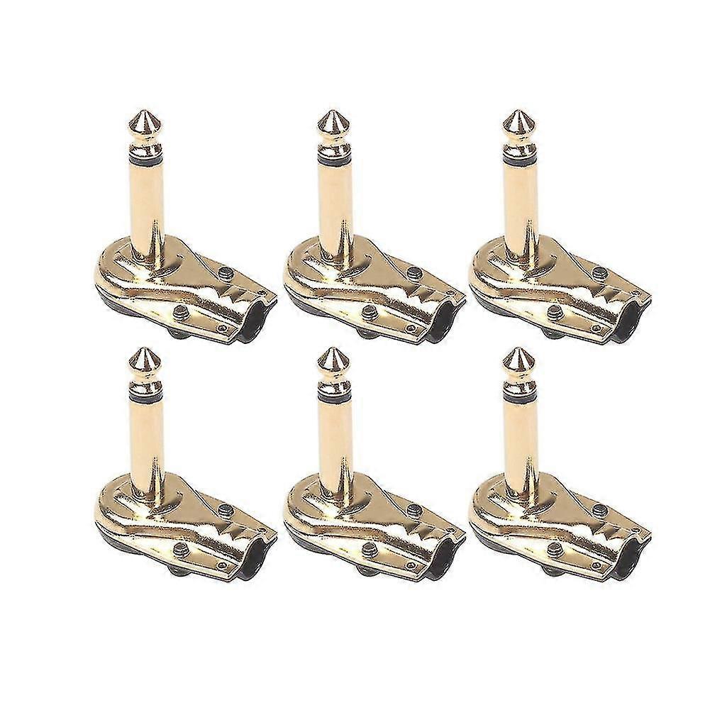10pcs 90 grados ángulo recto 6.35 mm Mono 2 Pole Jack Plug, oro
