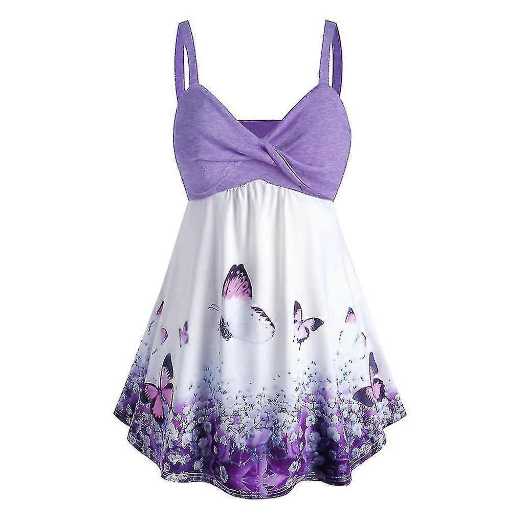 Šaty plavky Butterfly Print Tank Top pro ženy Plus Size