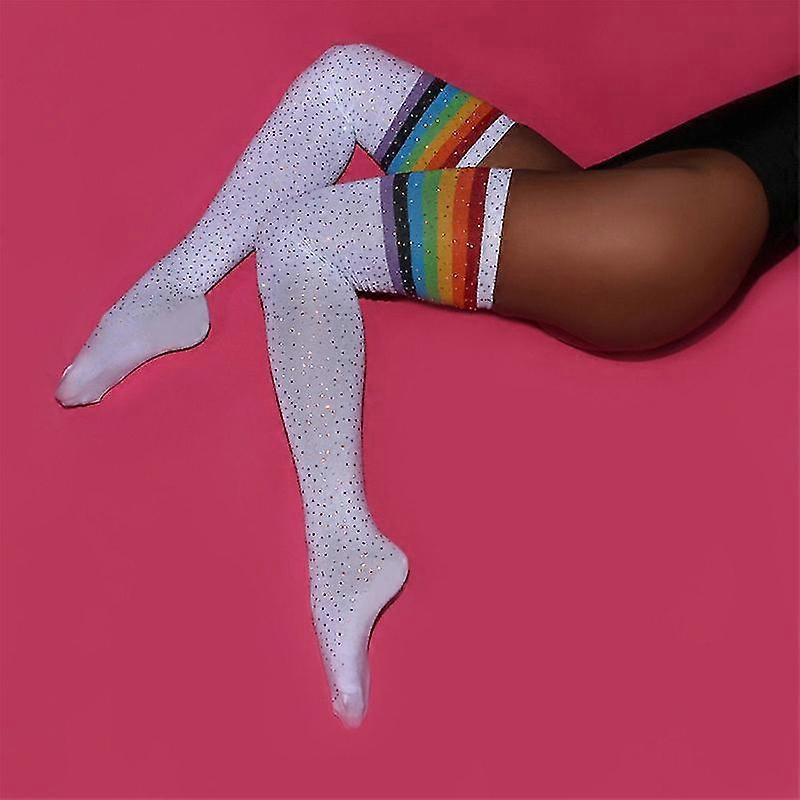 Womens Striped Thigh High Long Socks Over The Knee Stocking