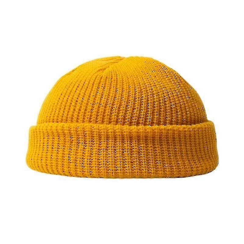 Cold Hat Winter Warm Pullover Hat Versatile Double Knit Wool Hat Solid Color Fashion Outdoor Hat-r