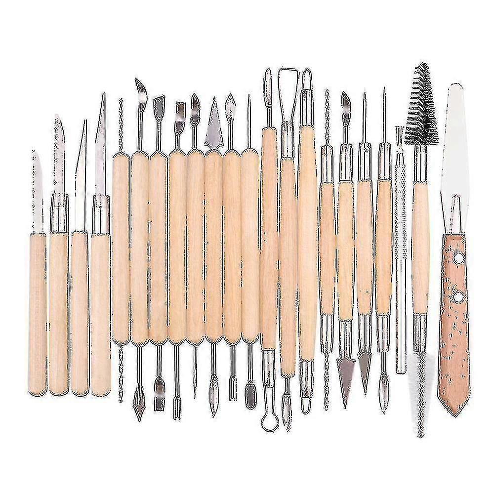 22pcs Clay Sculpting Tools Kit Clay Modelling Tools Wooden Polymer Clay Tools Rubber Pottery Tools