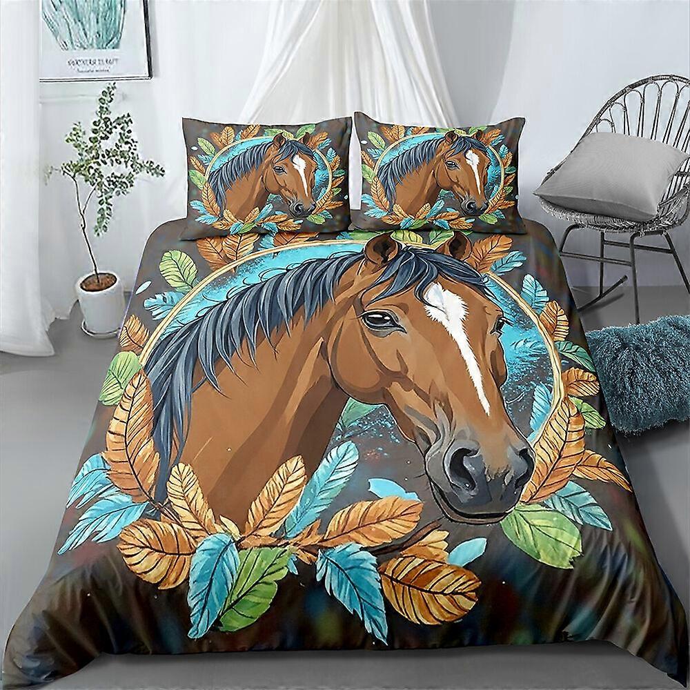 v3212 Lenzuola Horse Leaf Doona Dupiumino Set Lenzuola Super IU3212