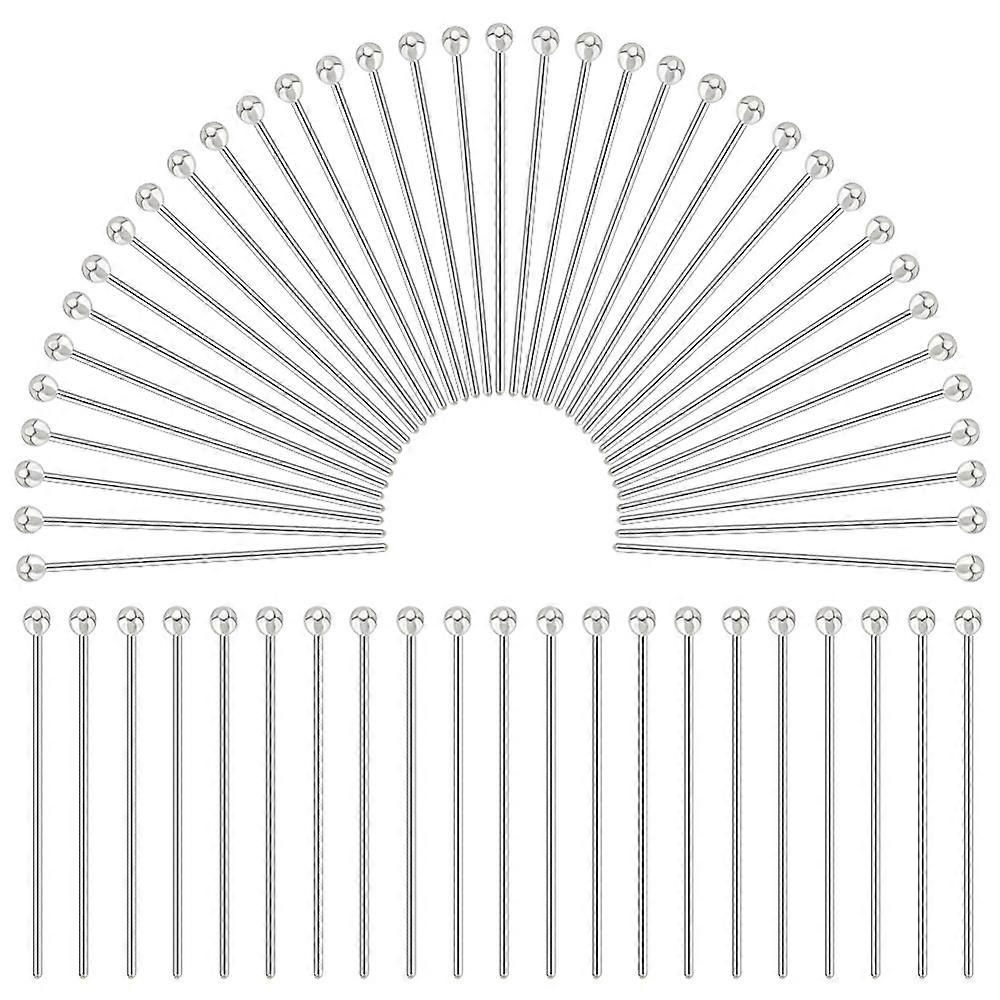 60Pcs 925 Sterling Silver Head Pins Silver 24 Gauge 20mm Pin: 0.5mm