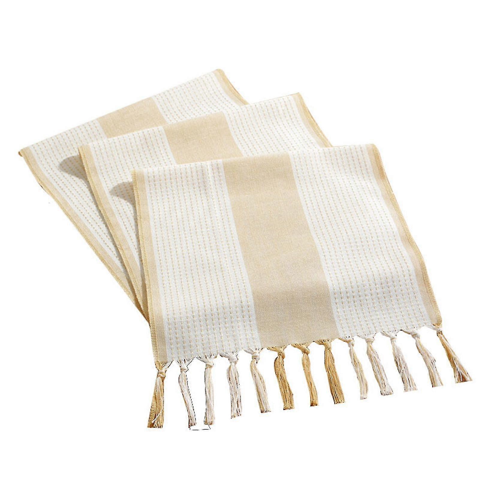 Table Runner Stripe Pattern Bohemian Style Tassel Tablecloth Decoration Home Decor