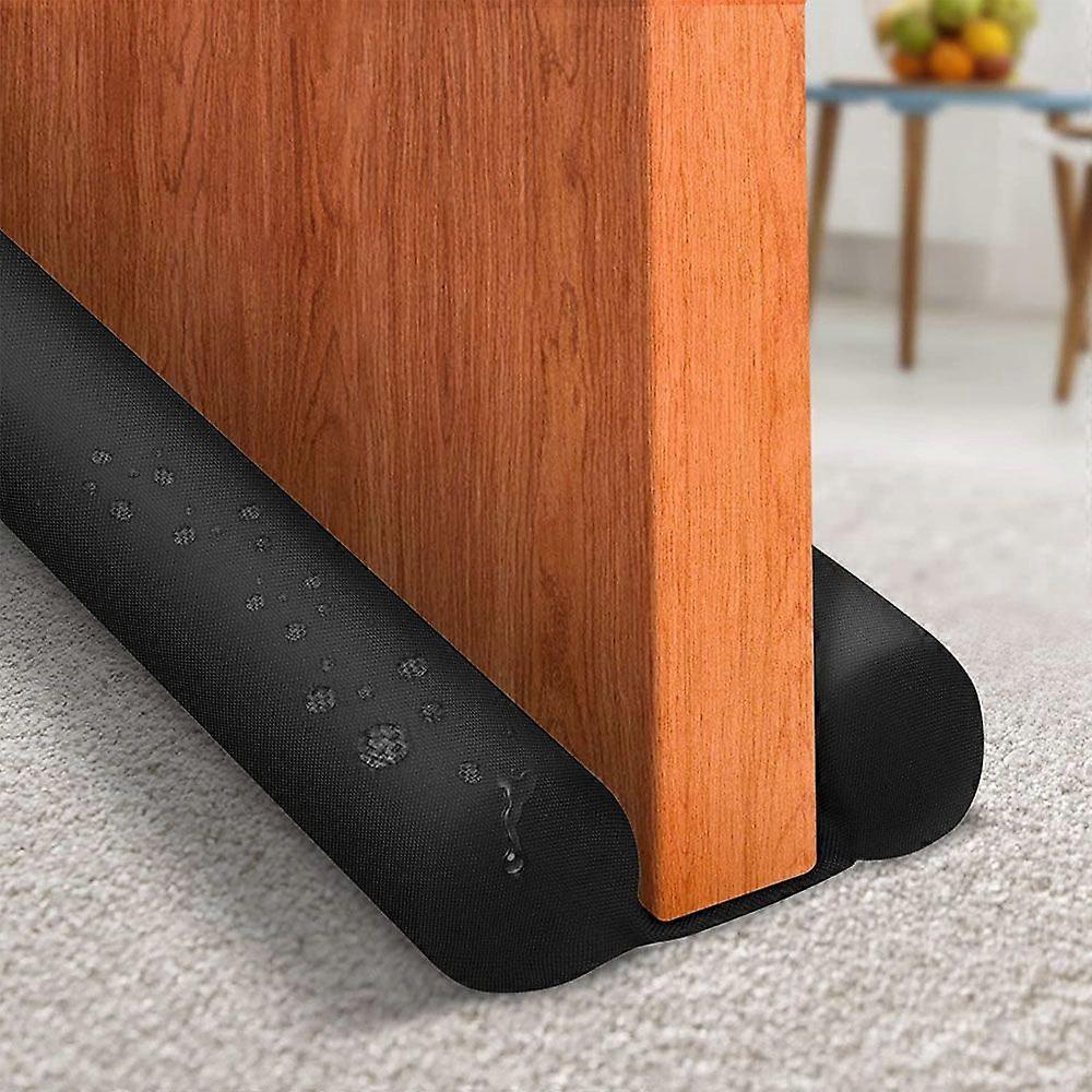 Door Draft Stopper, Size 30" to 36" Under Door Draft Blocker Air Door Guard Door Sound Blocker Door Sweep, Energy Saving (Upgrade-Black)