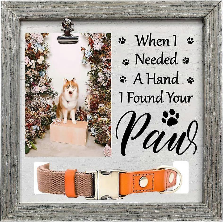 Pet Memorial Picture Frame 9x9 inch When I Needed A Hand I Found Your Paw Wood Commemorative Pet Dog Cat Photo Frames Pets Gift Picture Frame with Pho