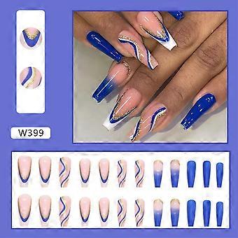 Azul Mar Ondulación Bailarina Uñas Falsas Abs Material Suave A Las Uñas Piel Uñas Pegamento Modelos