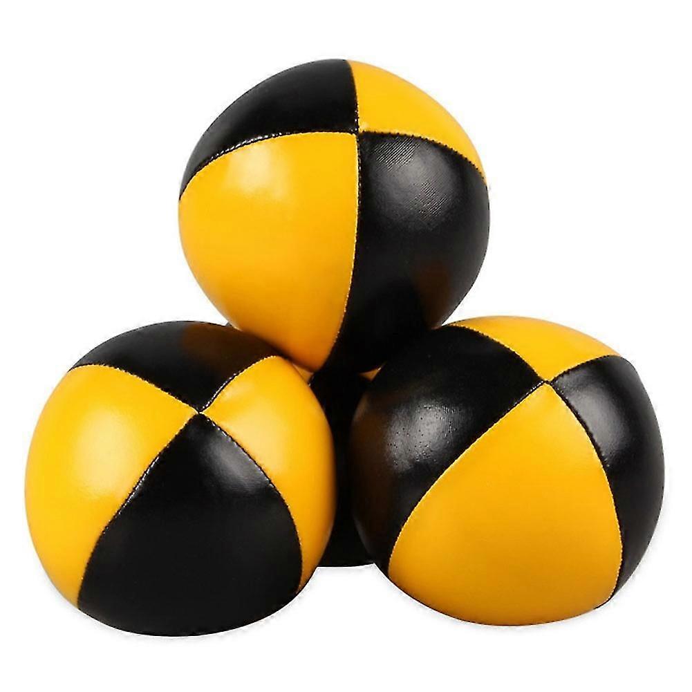 3pcs Pu Mini Yellow And Black Juggling Ball Soft And Heavy Juggling Ball With Net Pocket For Beginn