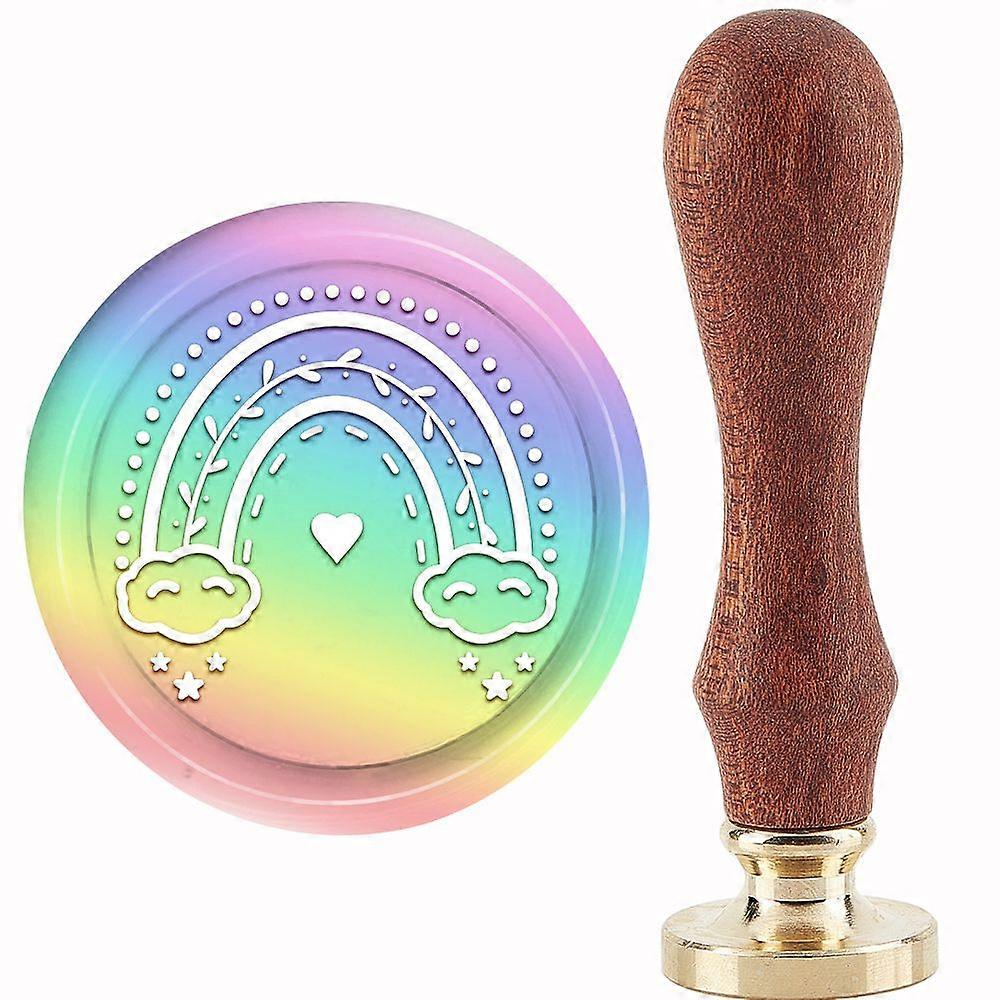 1Set Brass Wax Seal Stamp with Handle for DIY Scrapbooking Rainbow Pattern 3.5x1.18 inch(8.9x3cm)