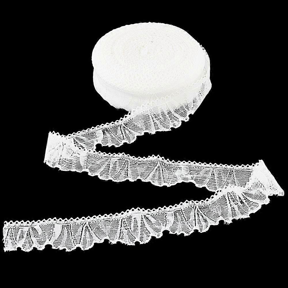 Polyester Leaf Lace Fabric Trim Garment Accessories White 1-3/8 inch(35mm)