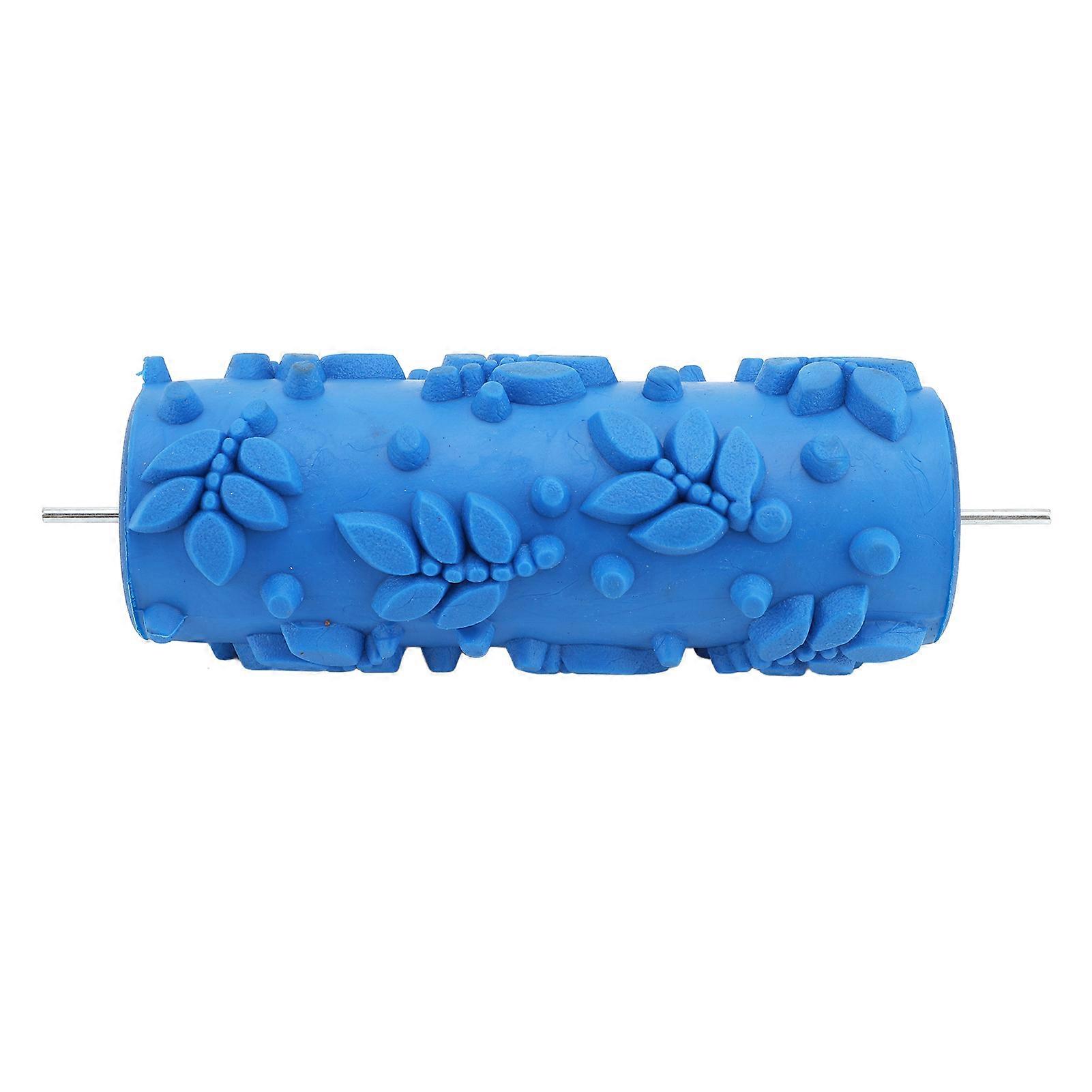 Pattern Paint Roller 5 Inch Blue Rubber Reusable Decorative Texture