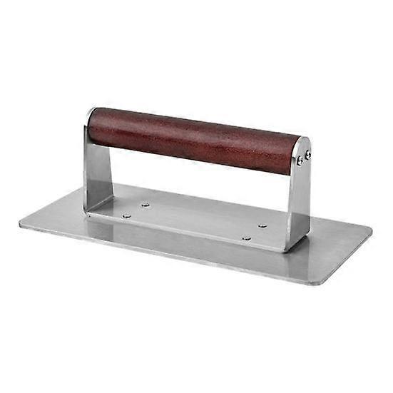 Stainless Steel Burger Press Hamburger Bacon Press Heavy Duty Meat Smasher with Wood Handle