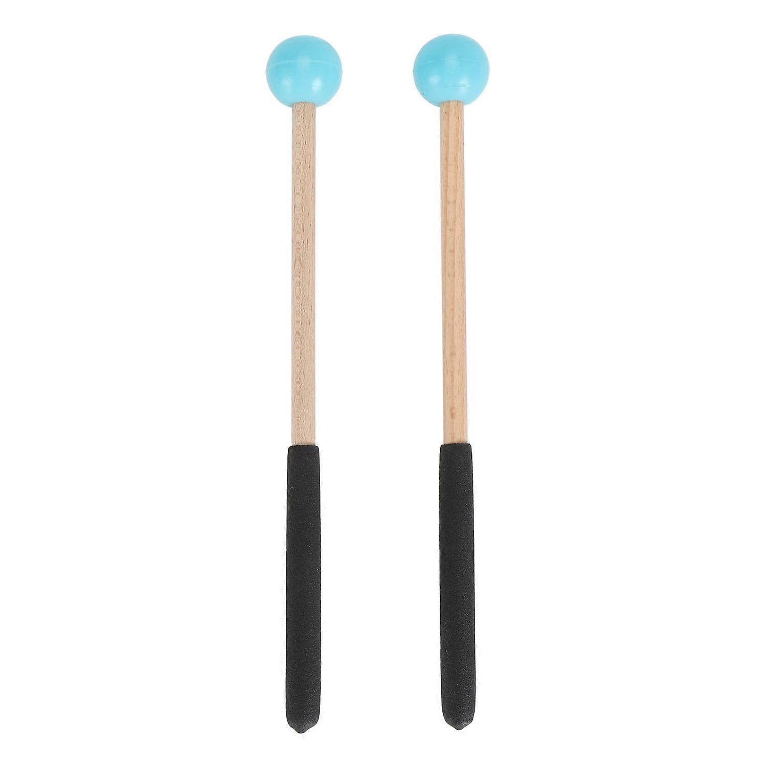 1 Pair Percussion Mallet Rubber and Maple Multifunctional Tongue Drum Mallet for Concert Blue