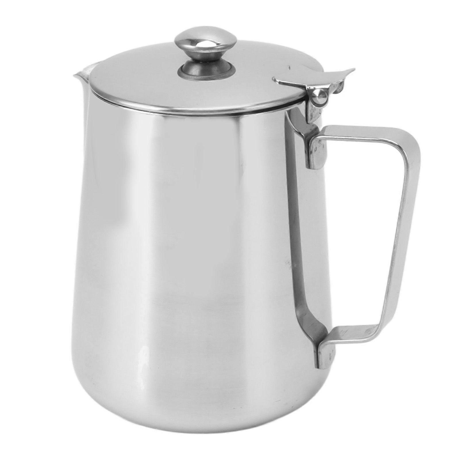 Pichet à mousse de lait Pichet à vapeur Tasse à lait à café en acier inoxydable Tasse de mousseur à lait avec couvercle