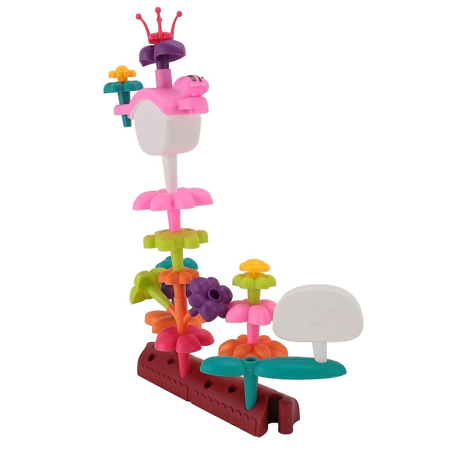 Flower Building Toy Set Plastic Educational Preschool Garden Play Game Set for Children