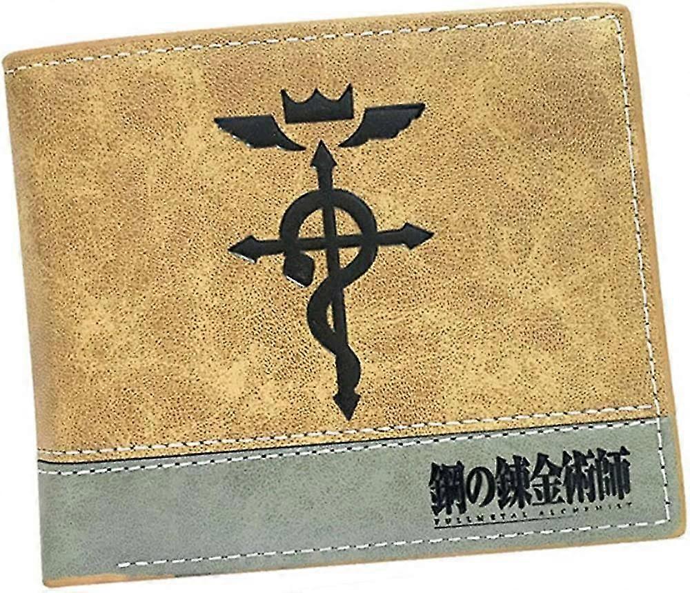 حقيبة أداة Fullmetal الخيميائي الجلود Bifold محفظة قصيرة مع عملة جيب الكرتون عارضة قصيرة محفظة مروحة ملحق للبنين والبنات