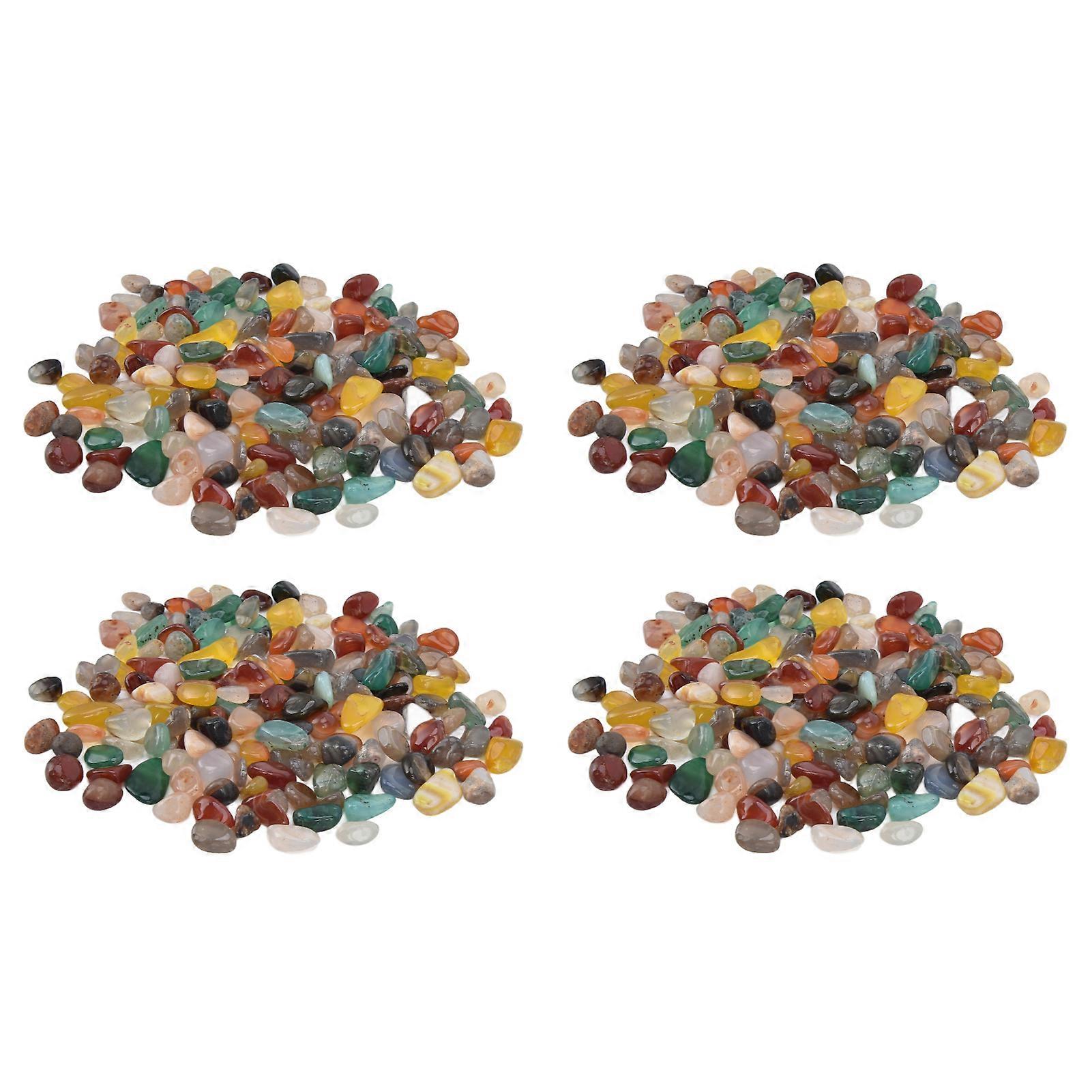 4 Packs Irregular Decorative Pebbles Colorfast Smoother Edges Assorted Tumbled Chips Stone for Potted Plants Fish Tanks