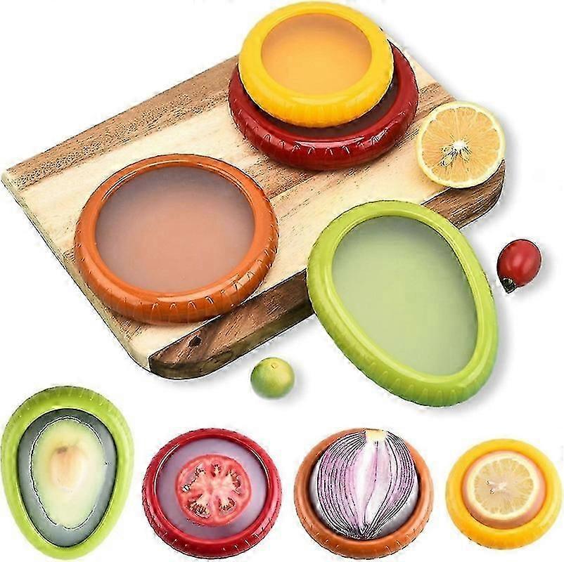 4 Pcs Silicone Fruit Storage Box,Reusable Fruit Vegetable Containers for Fridge Keep Fresh, for Onio