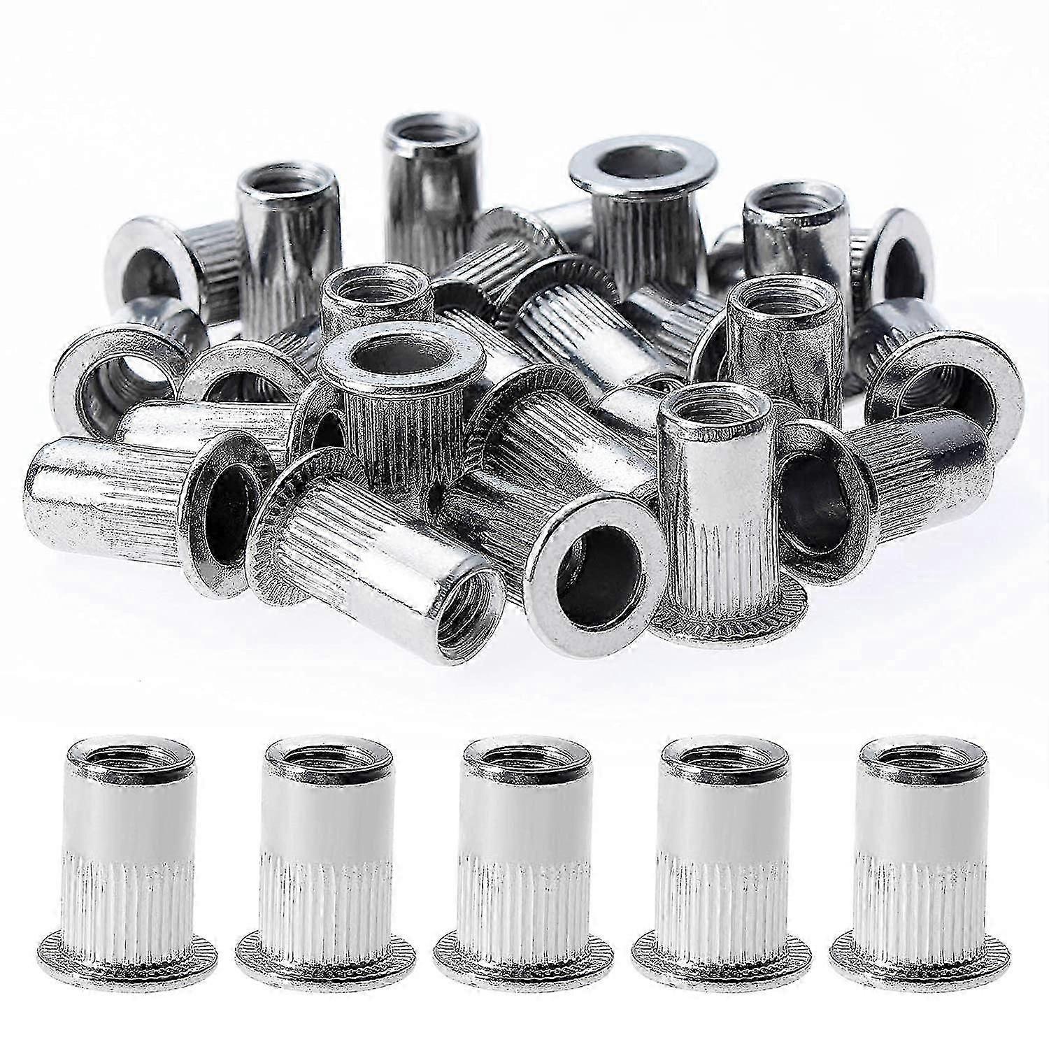 150 Pcs Flat Head Threaded Rivets Nut, M5 Stainless Steel Insert Nuts, Assortment Threaded Inserts