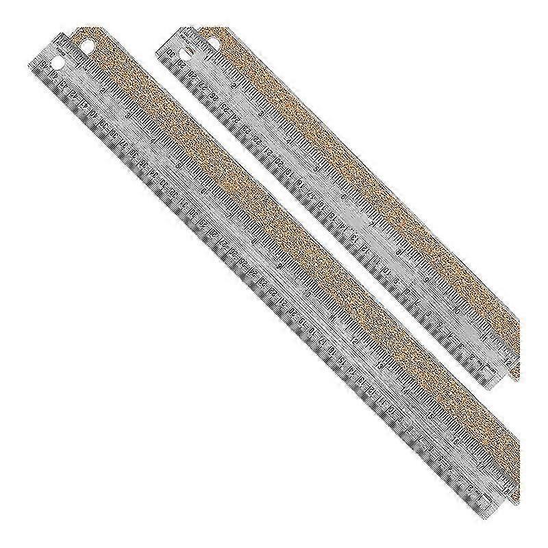 Régua de metal com suporte de cortiça: (12 + 18 polegadas) Régua de aço inoxidável Réguas antiderrapantes com polegadas e centímetros
