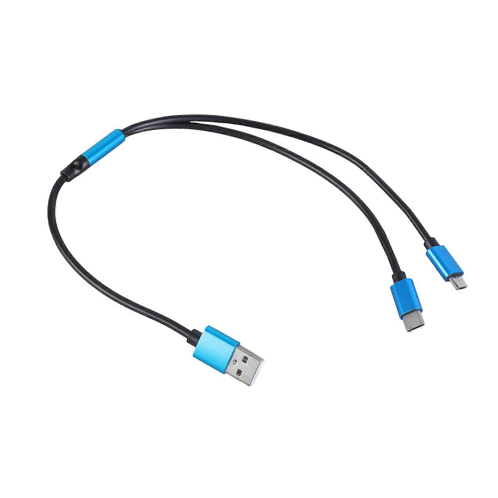 2 in 1 USB to Type C Splitter 2 in 1 Type C MicroUSB Port Charger Cord, Fast Charging Cable for 3 Mobile Phones
