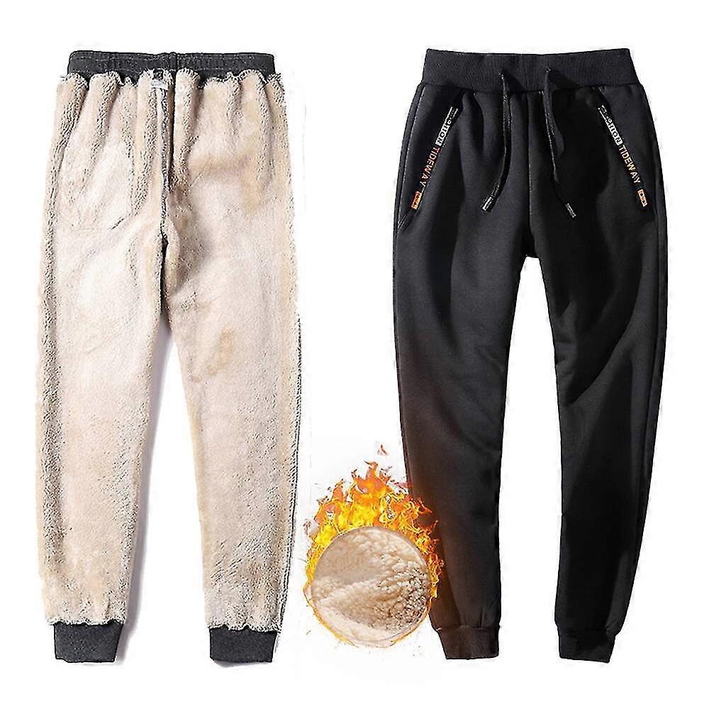 Men's Plus Size Warm Fleece Lined Jogging Trousers with Drawstring and Thick Sweatpants