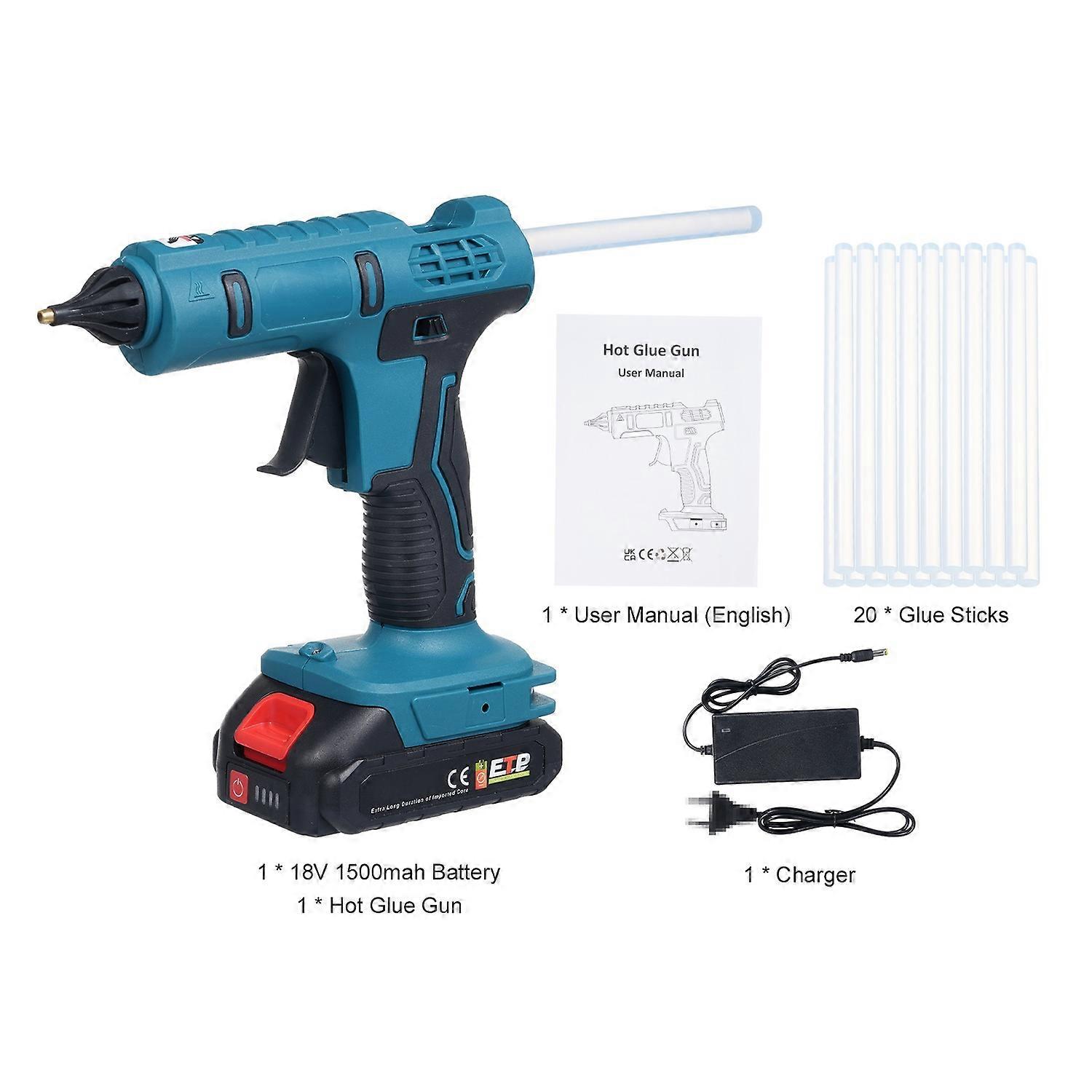 Cordless Hot Glue Gun Fast Heating Safe Constant Temperature with 20pcs Hot Glue Sticks LED Light fo