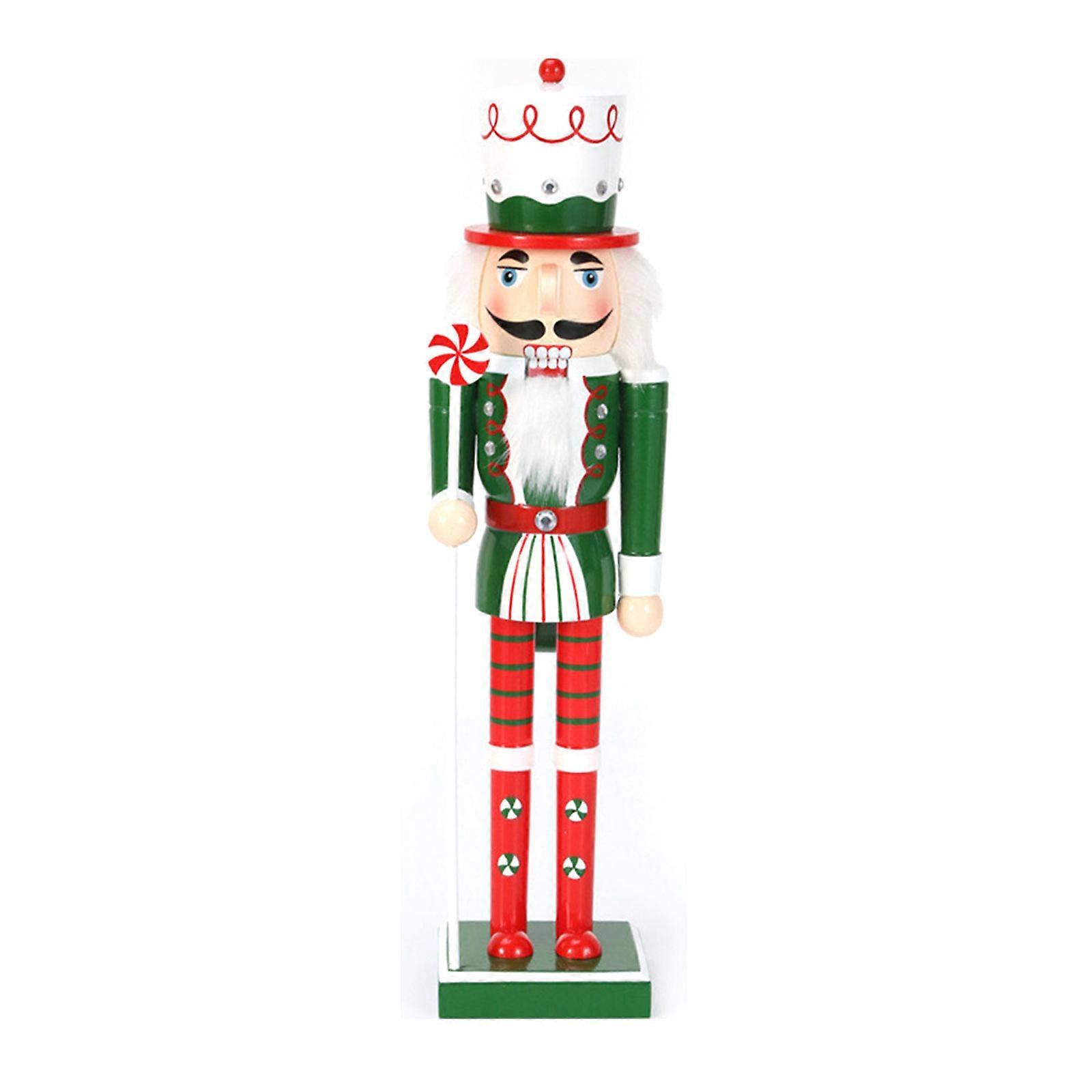 Weihnachten Nussknacker Ornament, traditioneller hölzerner bemalter Nussknacker Puppe Soldat, 38cm Retro Nussknacker Deko