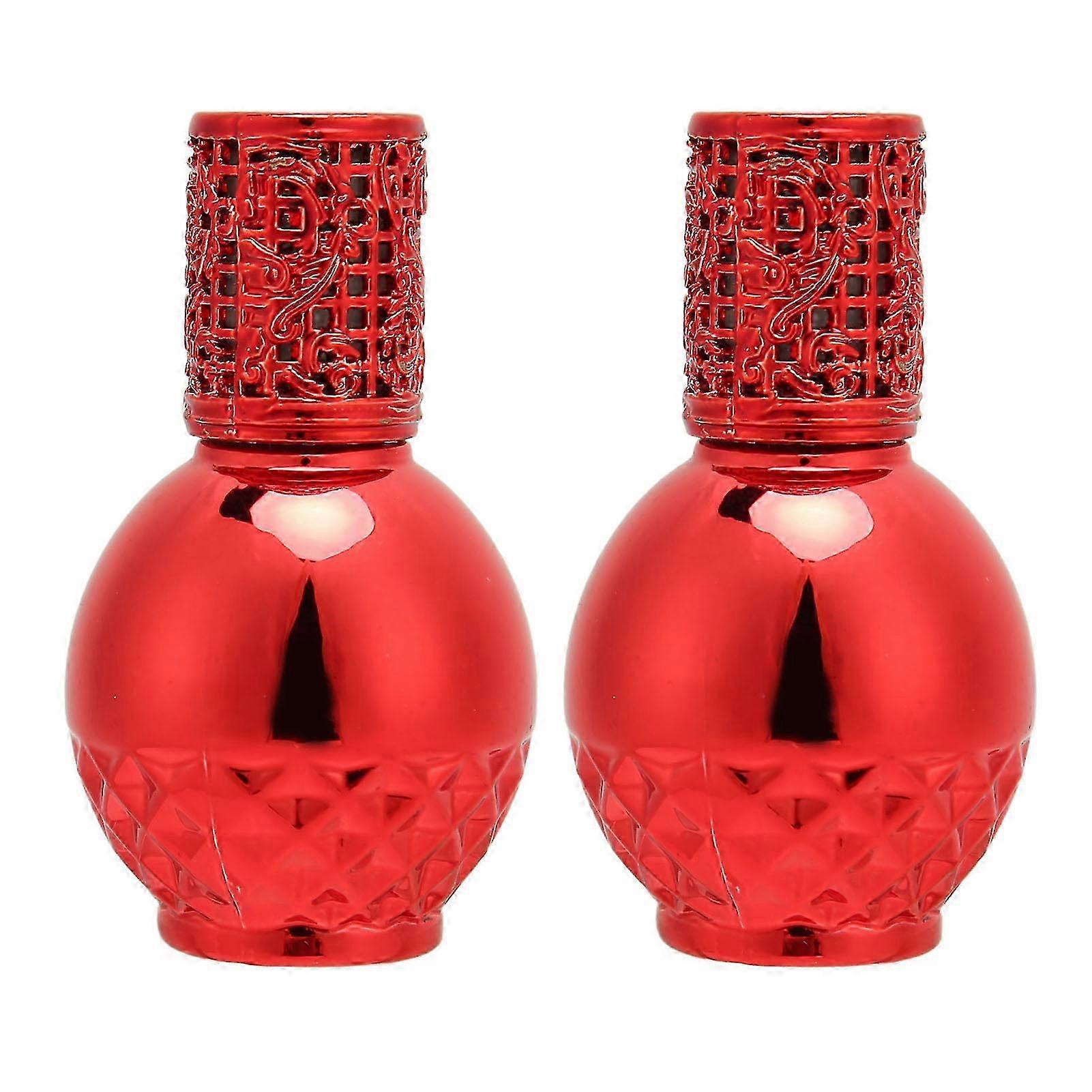 2pcs Ball Shape Perfume Roller Bottle 13ml Refillable Vintage Empty Essential Oil Roller Bottle Red