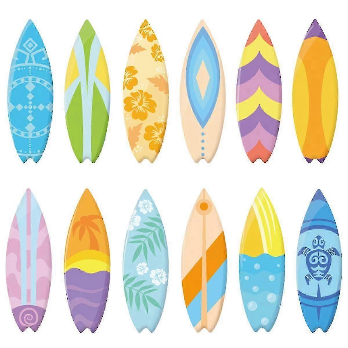 60pcsトロピカルサーフボードカットアウト、夏の掲示板とサーフパーティーのためのハワイビーチの装飾
