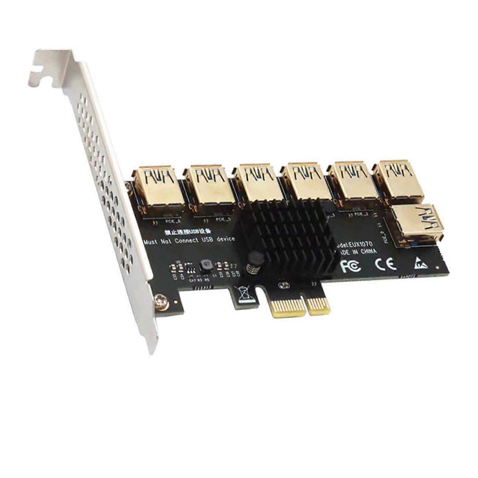 PCI-Express 1x a 16x 1 a 7 USB 3.0 Tarjeta elevadora para minería Puertos PCI-E chapados en oro