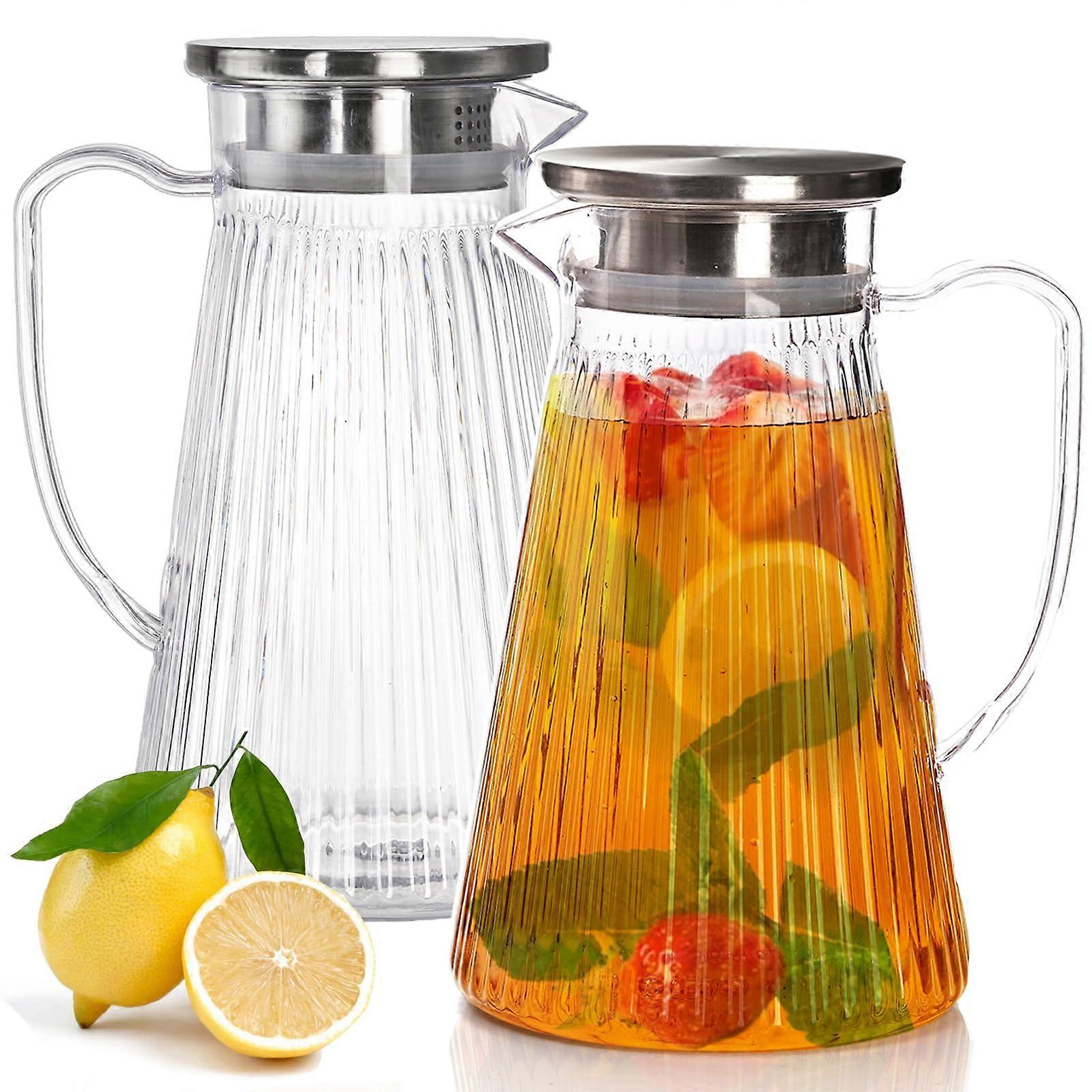 Clear Pitcher 2 Pack 50 Oz For Lemonade Juice Milk Tea Hot Cold Drinks
