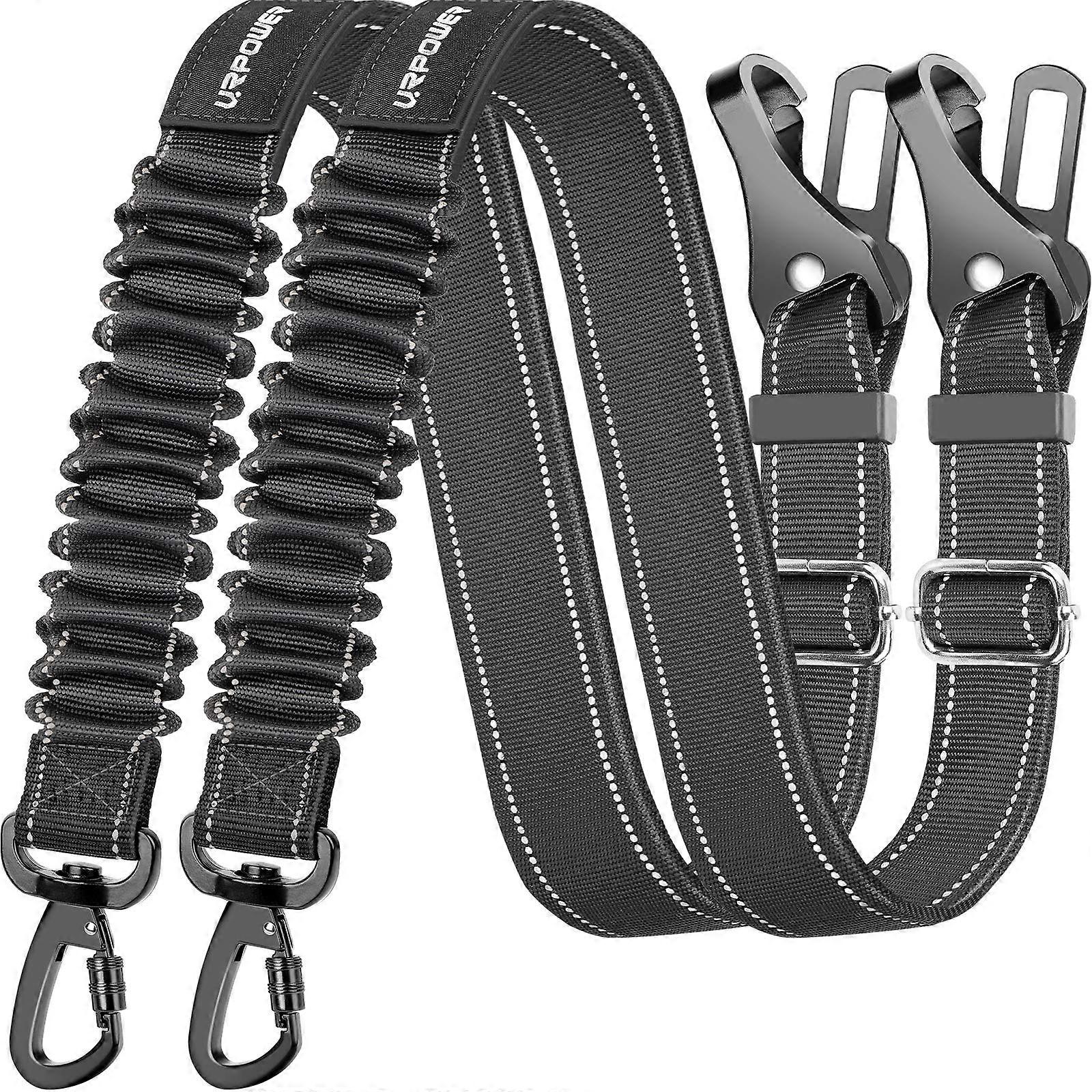 2 Pack Elastic Bungee Dog Seat Belt for Harness Car with Seatbelt Buckle & Latch Hook