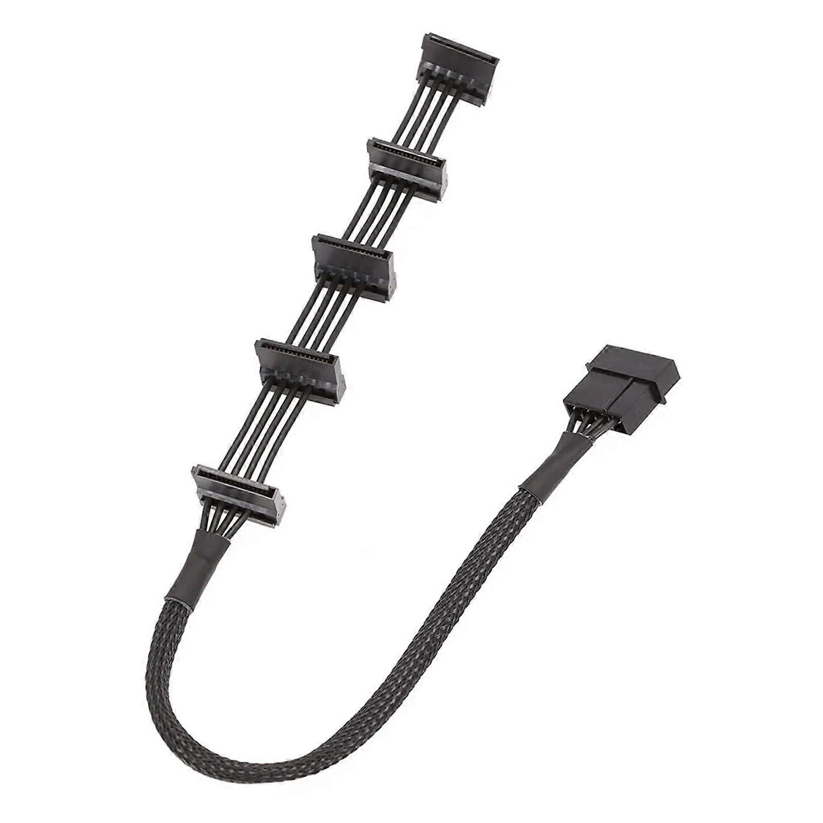 1 Pcs Practical PC Server 4 P IDE Molex 1 to 5 SATA Power Cable Adapter Splitter Cables 18AWG Black 40cm