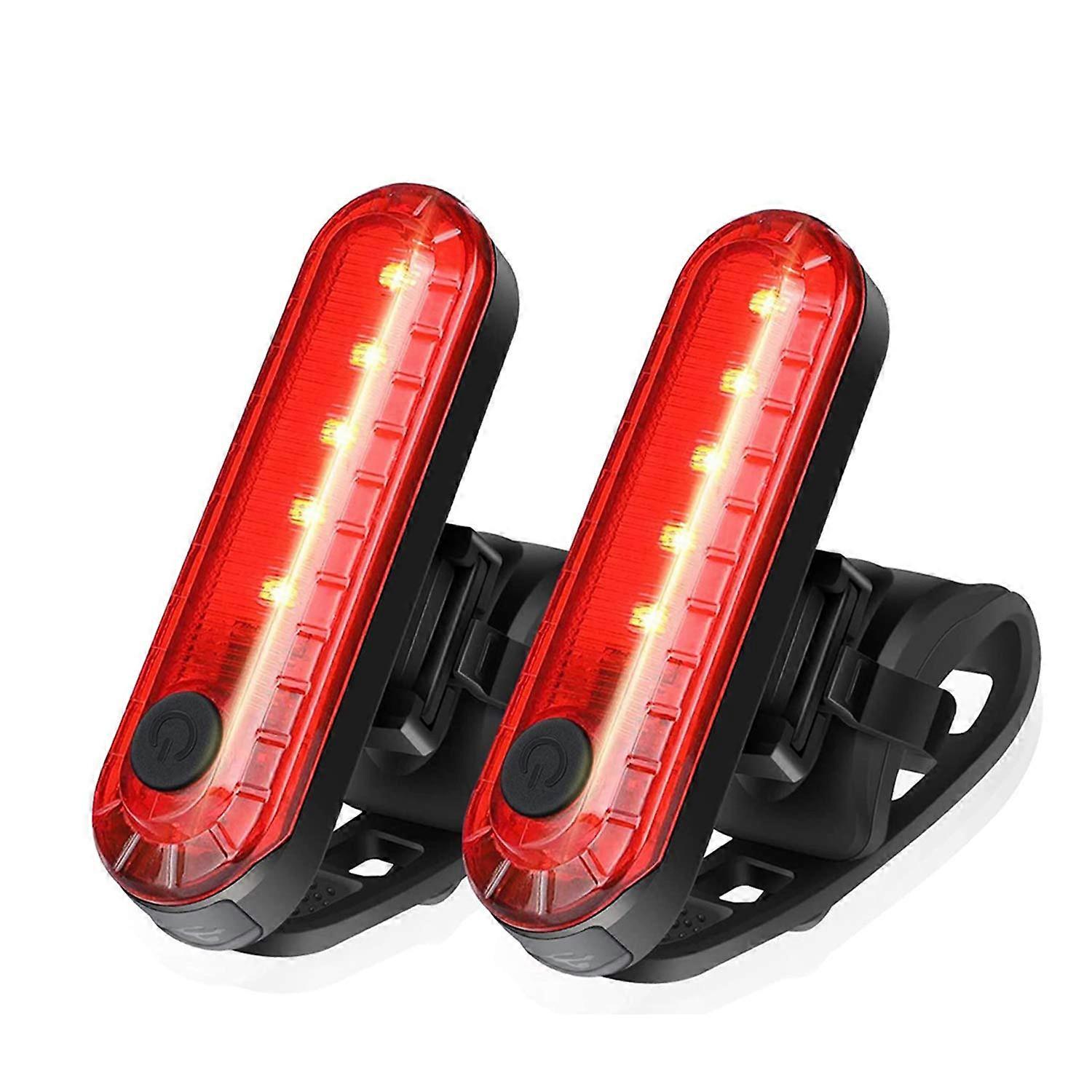 USB Rechargeable LED Bike Tail Light 2-Pack, 300 mAh Lithium Battery, 4 Flash Modes, Universal Fit for Bicycles and Helmets