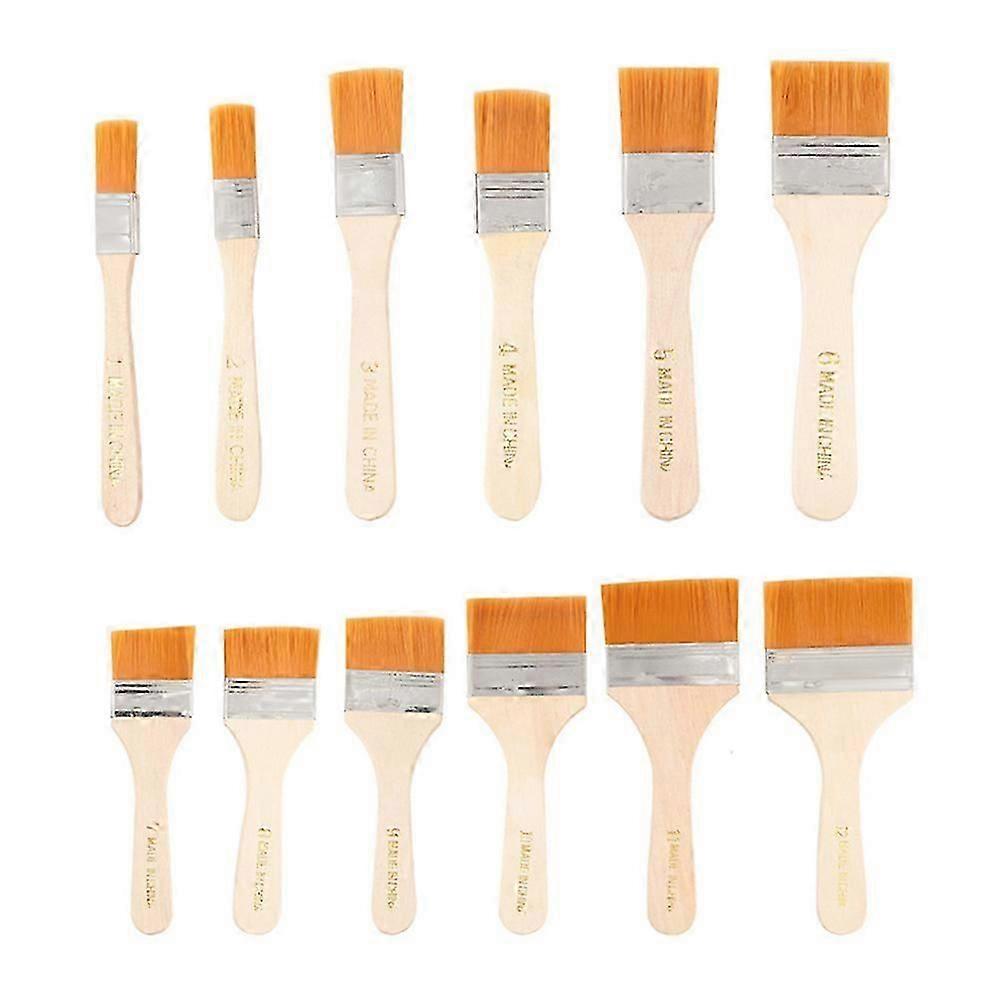 12 pezzi di utilità pennelli Set Trim Pennelli con manico in legno Pennelli per macchie