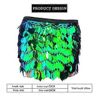 Sparkling Sequins Tassel Waist Wrap Women's Triangle Belly Dance Hip Scarf - Sequined Tassel Waist Wrap For Dance Costume & Performance Black Tassel Skirt