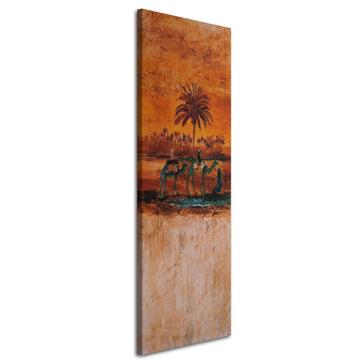 Impression sur toile, Deux chameaux dans le désert - 30x90