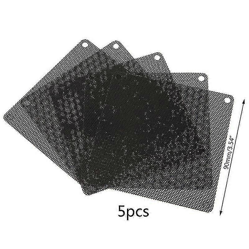 5pcs Pvc Fan Dust Filter Pc Dustproof Case Cuttable Computer 90mm Mesh Black
